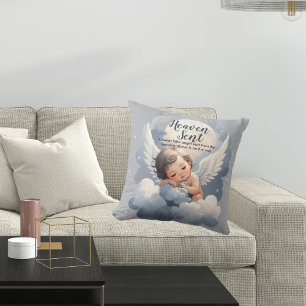 Heaven Sent Angel Baby In Clouds Baby Shower Throw Pillow