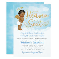 Heaven Sent Angel Boy Baby Shower Invitation