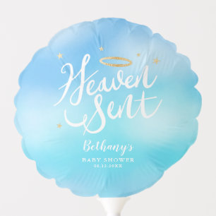 Heaven Sent Angel Theme Baby Shower Blue Balloon