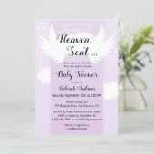 Heaven Sent Angel Wings Baby Shower Invitation (Standing Front)