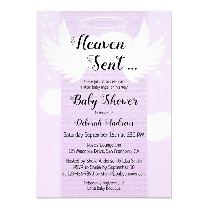 heaven sent angel wings baby shower invitation  zazzle