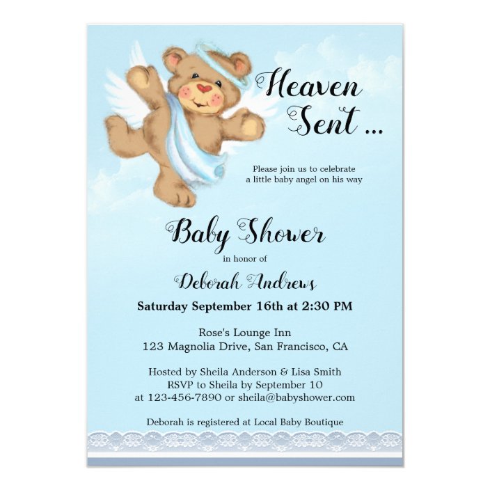 heaven sent baby shower invites