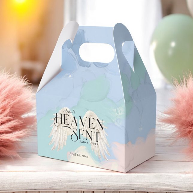 Heaven Sent Angel Wings Pastel Baby Shower Favor Boxes (Creator Uploaded)