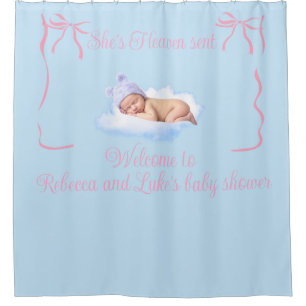 Heaven Sent Baby Shower Backdrop Curtain
