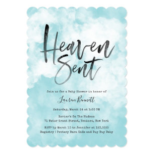 heaven sent baby boy shower invitations
