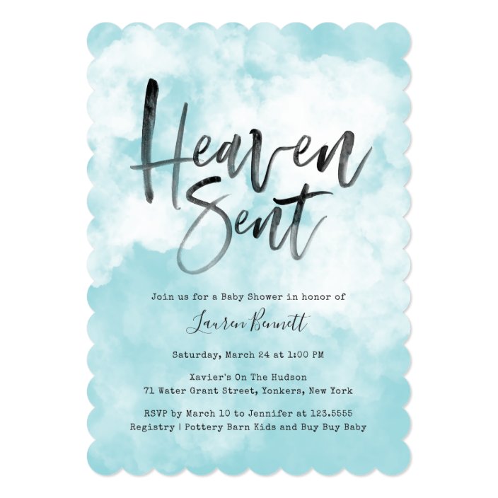 heaven sent baby shower invites