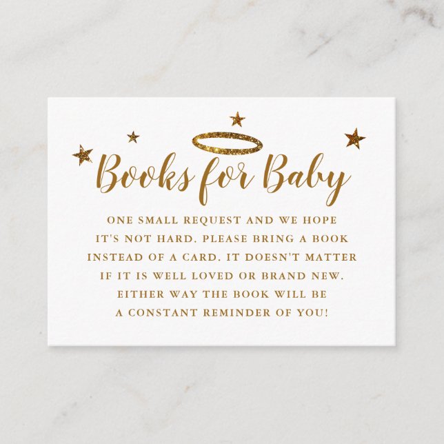 Heaven Sent Baby Shower Book Request Gold Enclosure Card (Front)