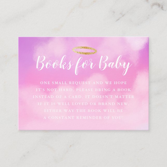 Heaven Sent Baby Shower Book Request Pink Enclosure Card (Front)