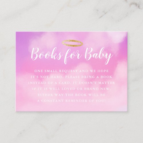 Heaven Sent Baby Shower Book Request Pink Enclosure Card