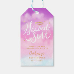 Heaven Sent Baby Shower Favor Pink Gift Tags