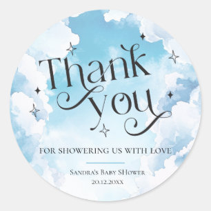 Heaven Sent Baby Shower Favor Thank You Clouds Sky Classic Round Sticker