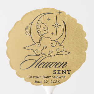 Heaven Sent Baby Shower Gold Moon Stars Balloon