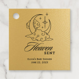 Heaven Sent Baby Shower Gold Moon Stars Favor Tags