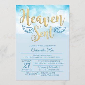 Heaven Sent Baby Shower Invitation by party_depot at Zazzle