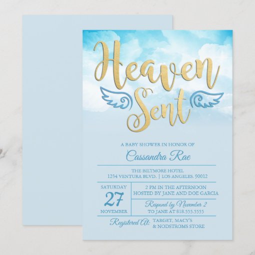 Heaven Sent Baby Shower Invitation | Zazzle