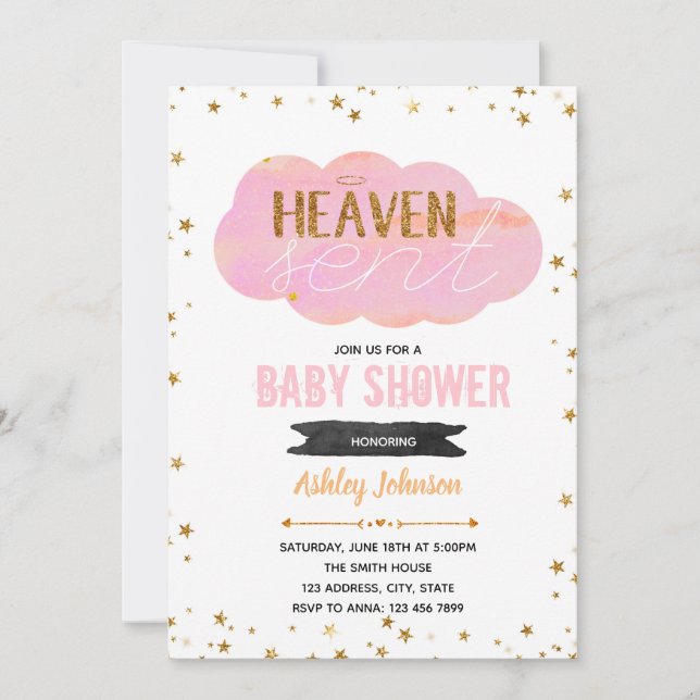 Heaven sent baby shower invitation (Front)