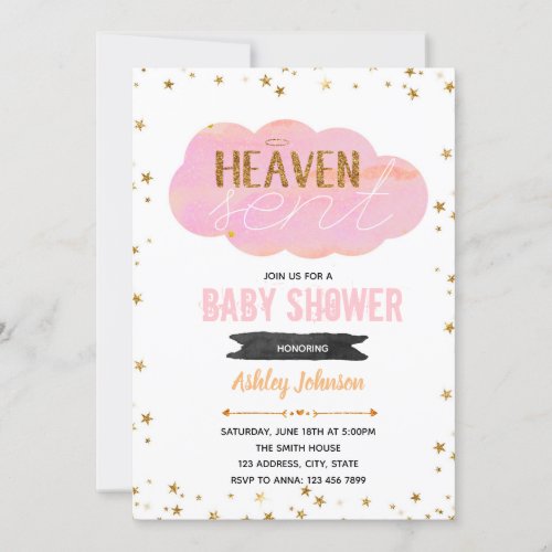 Heaven sent baby shower invitation