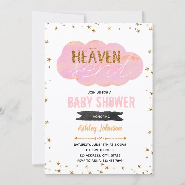 Heaven sent baby shower invitation (Front)