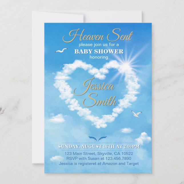 Heaven Sent Baby Shower Invitation (Front)