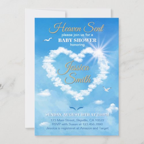 Heaven Sent Baby Shower Invitation