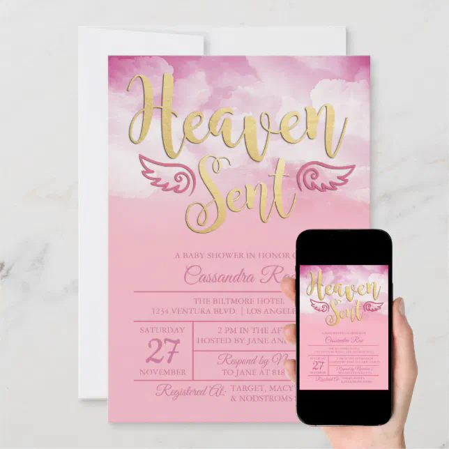 Heaven Sent Baby Shower Invitation | Zazzle