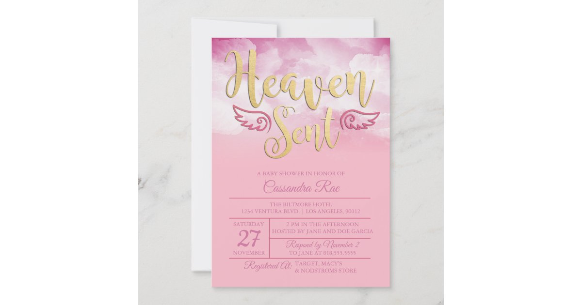 Heaven Sent Baby Shower Invitation | Zazzle