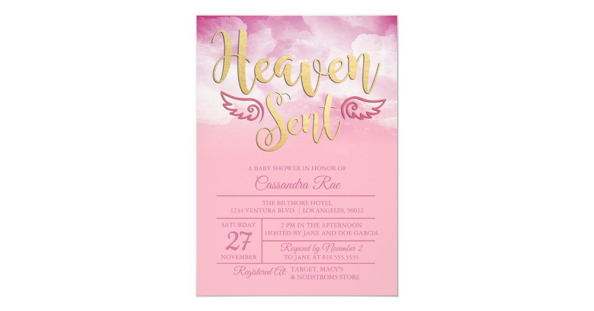 Heaven Sent Baby Shower Invitation Zazzle Com