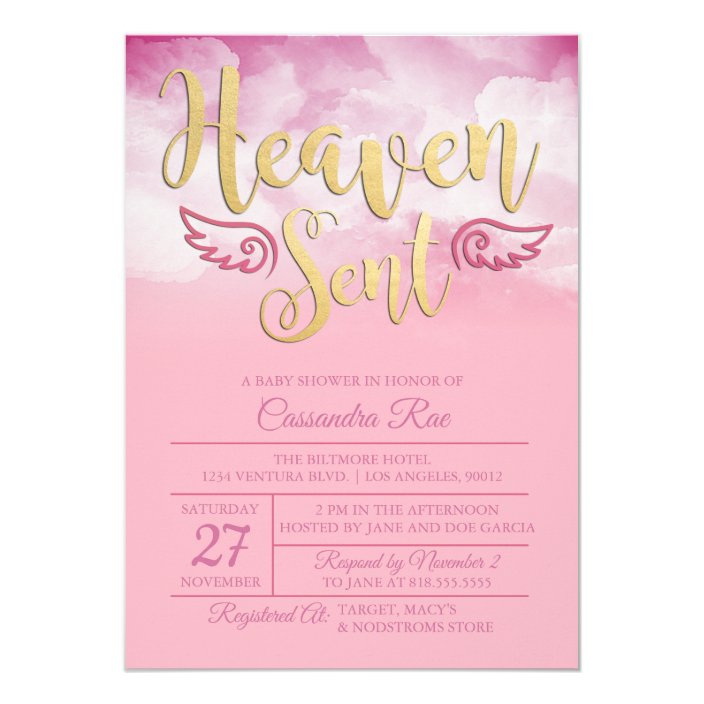 heaven sent baby shower invitation  zazzle