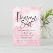 Heaven Sent | Baby Shower | Pink Invitation (Standing Front)