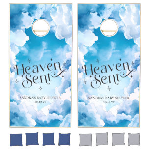 Heaven Sent Baby Shower Sky Clouds Cornhole Set