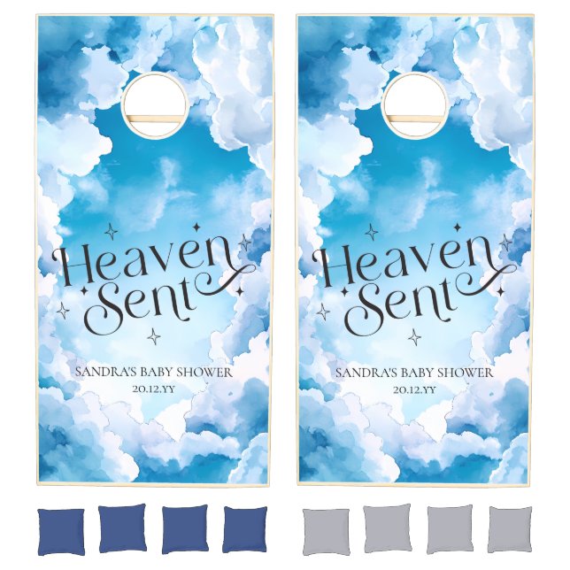 Heaven Sent Baby Shower Sky Clouds  Cornhole Set (Set)