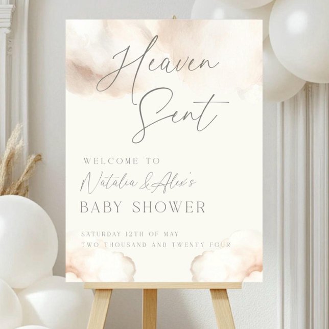 Heaven Sent Baby Shower Welcome Sign: Cloud Theme Foam Board (Creator Uploaded)