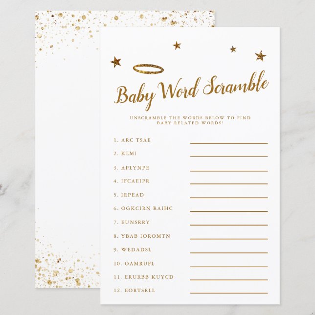 Heaven Sent Baby Word Scramble Game Yellow (Front/Back)