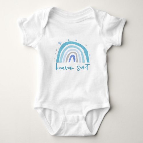 heaven sent blue boho rainbow  baby bodysuit