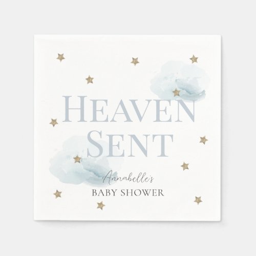 Heaven Sent Blue Boy Baby Shower Napkins