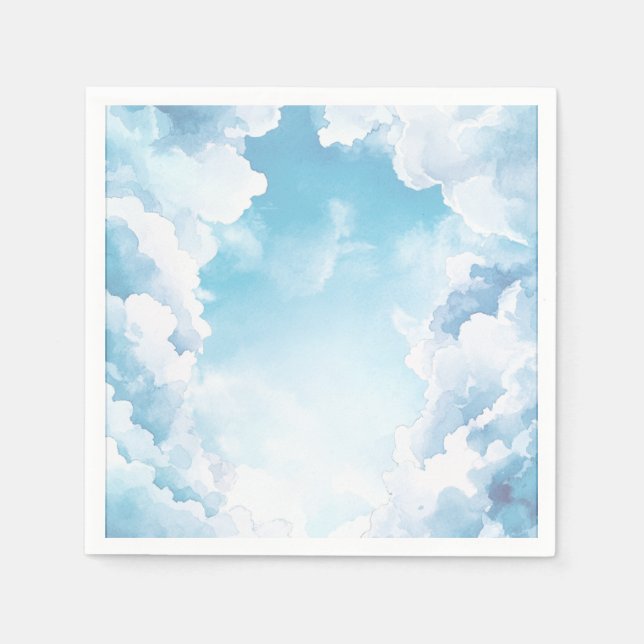 Heaven Sent Blue Sky Clouds Baby Shower  Napkins (Front)