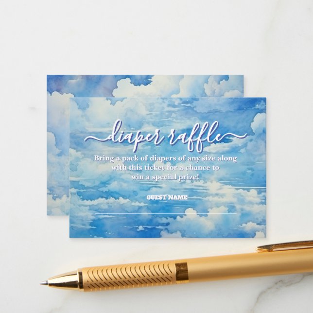 Heaven Sent Blue sky  Diaper Raffle Enclosure Card (Front/Back In Situ)