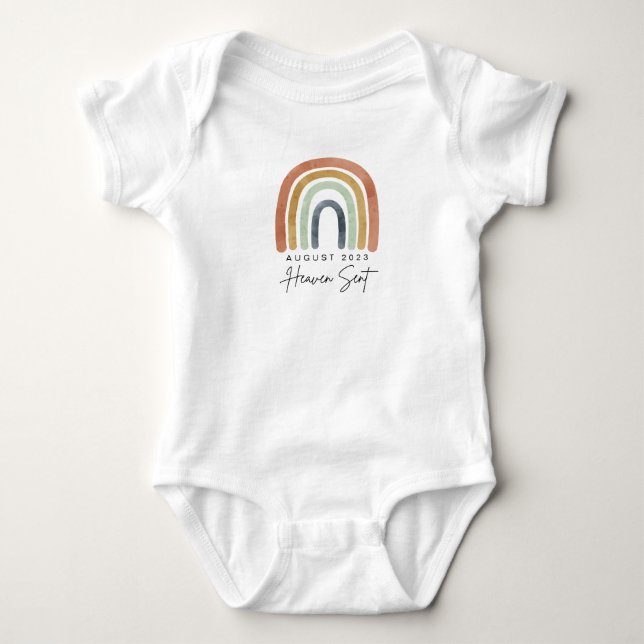 Heaven Sent Boho Rainbow Baby Announcement Onsie  Bodysuit (Front)
