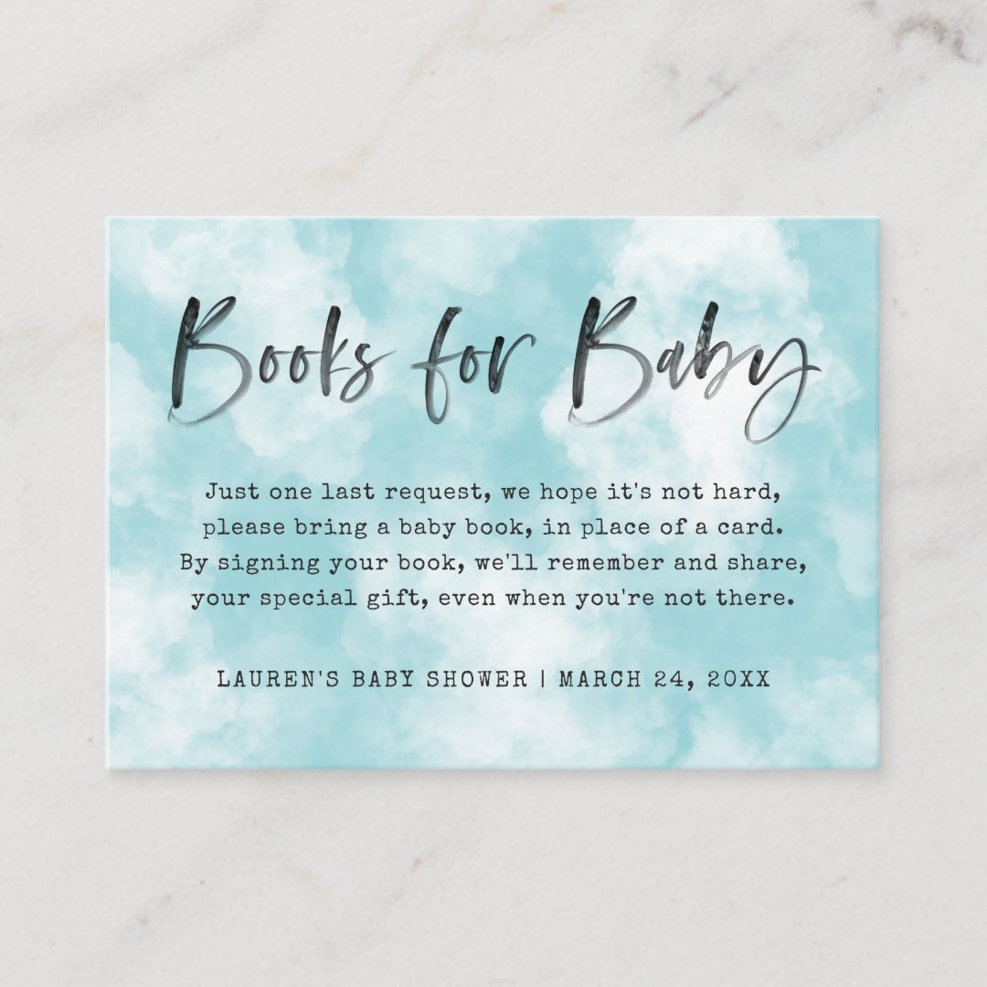 Heaven Sent Book Request | Baby Shower | Blue Enclosure Card | Zazzle