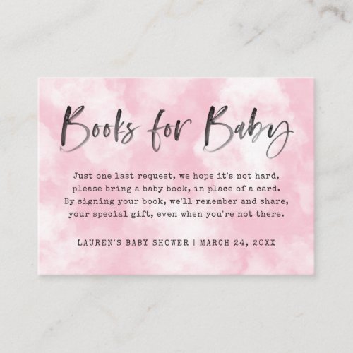 Heaven Sent Book Request  Baby Shower  Pink Enclosure Card