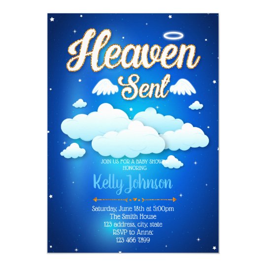 Heaven sent boy baby shower invitation | Zazzle.com