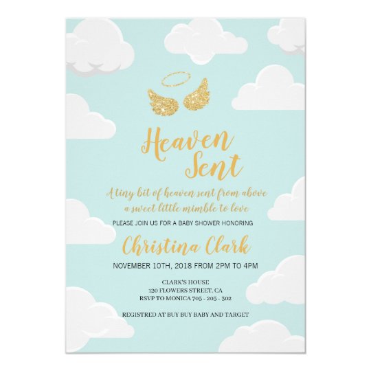 Heaven Sent Boy Baby Shower Invitation | Zazzle.com