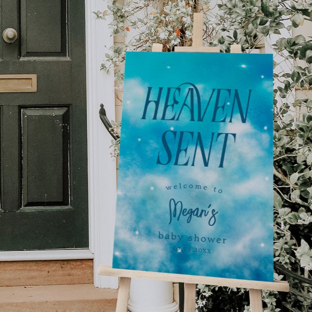 Heaven Sent Boy Baby Shower Welcome Sign (Creator Uploaded)
