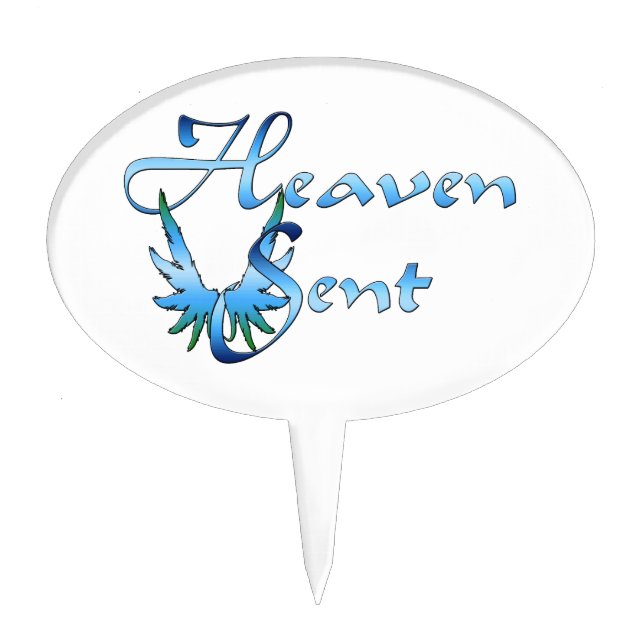 Heaven Sent Cake Topper in Blue (Front)