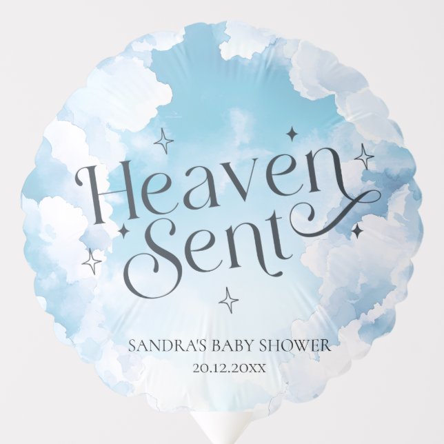Heaven Sent Celestial Baby Shower Blue Sky Clouds  Balloon (Front)