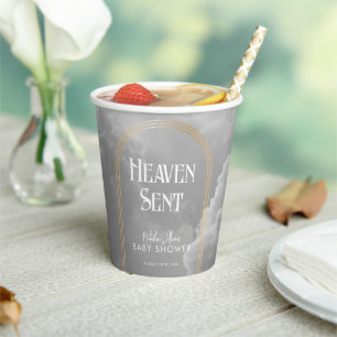 Heaven Sent Clouds Golden Neutral Baby Shower Paper Cups