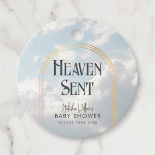 Heaven Sent Clouds Sky Boho Arch Baby Shower Favor Tags