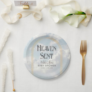 Heaven Sent Clouds Sky Boho Arch Baby Shower Paper Plates