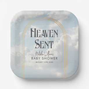 Heaven Sent Clouds Sky Boho Arch Baby Shower Paper Plates