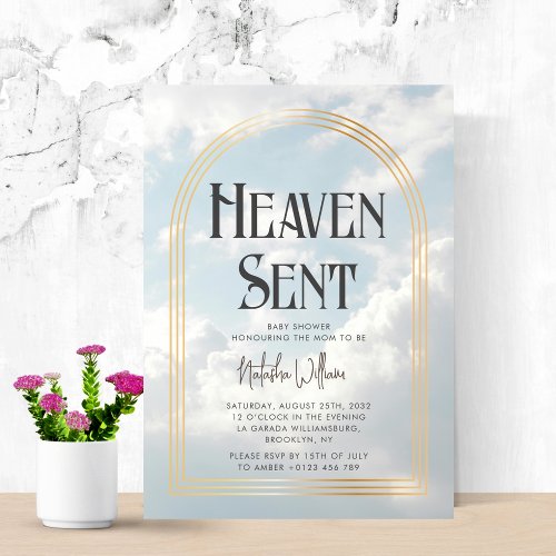 Heaven Sent Clouds Sky Neutral Baby Shower Invitation